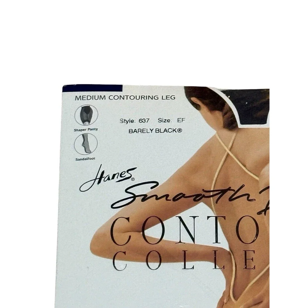 Vintage Hanes Smooth Illusions Pantyhose E/F Barely Black 607 Sealed
